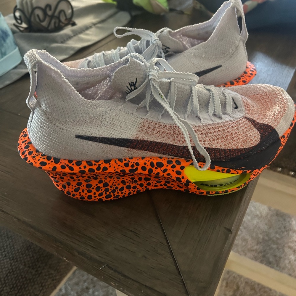 Nike White and Neon Orange Running Shoes